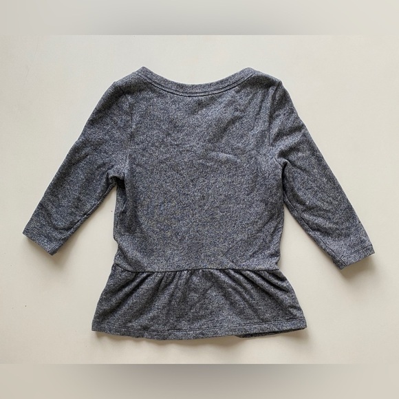 Express Blue Heather Gray Zip Front Peplum 3/4 Sleeve Sweater Women’s Medium - Picture 4 of 8